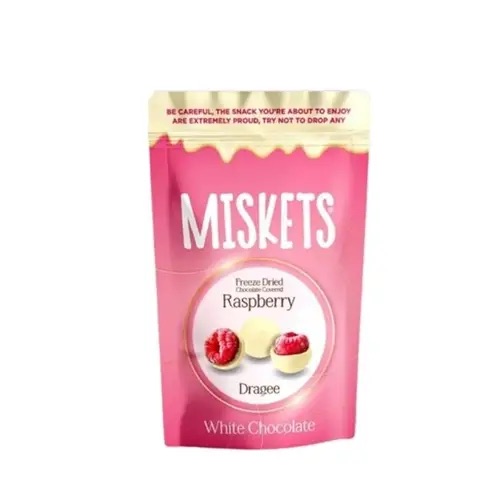 [SS001524] Miskets White Chocolate Coated Freeze Dried Raspberry 80 g